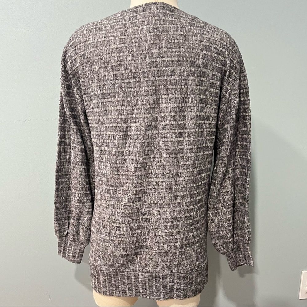 Motherhood Maternity Ribbed Knit Heather Grey Long Sleeve Balloon Sleeve Top Sm - Picture 6 of 8
